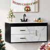 36 Inch Floating Bathroom Vanity with Sink, Wall Mounted Bathroom Vanity, 2 Drawers and Soft Close System Cabinet 1