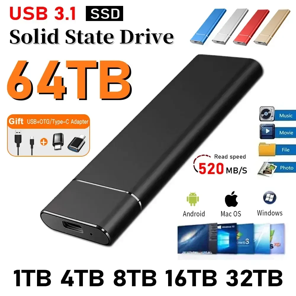 

Portable Hard Disk 1TB USB 3.1 External solid state drive 2TB SSD external hard drive 500GB Mobile Hard Drive for Laptop Mac PC