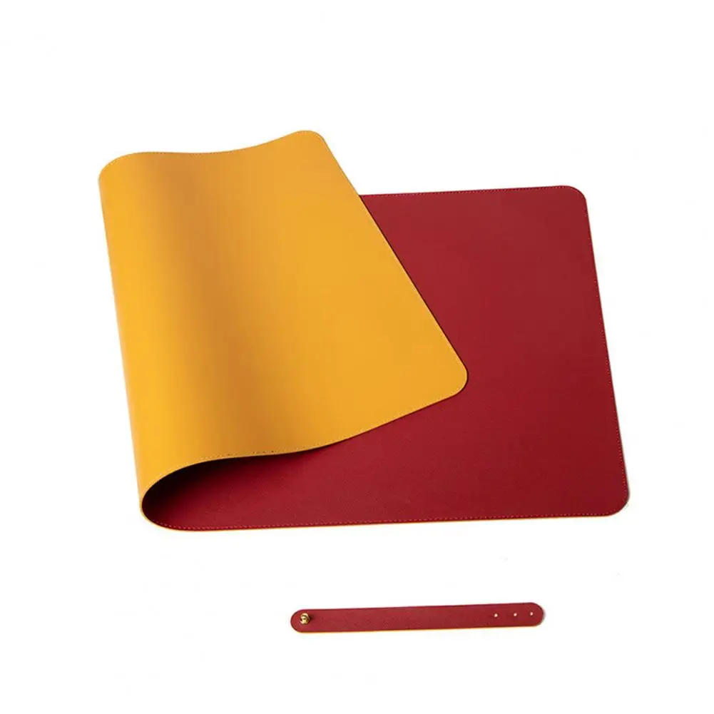 Mouse Pad Gaming Mousepad Stain Resistant PVC Strap Design Faux Leather Decorative Smooth Surface Desk Keyboard Mat