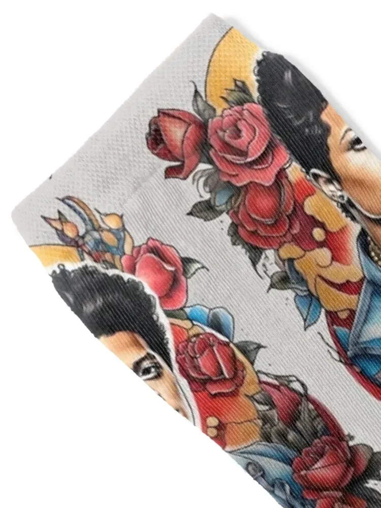 A Bruno Mars Inspired Tattoo Socks short Non-slip sport hiking Ladies Socks Men's