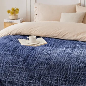 Cozy 3D Jacquard Navy Blue Fleece Throw Blanket 50x60 Perfect for Living Room Sofa Bedroom Lounge or Outdoor Relaxation Soft Wa 5