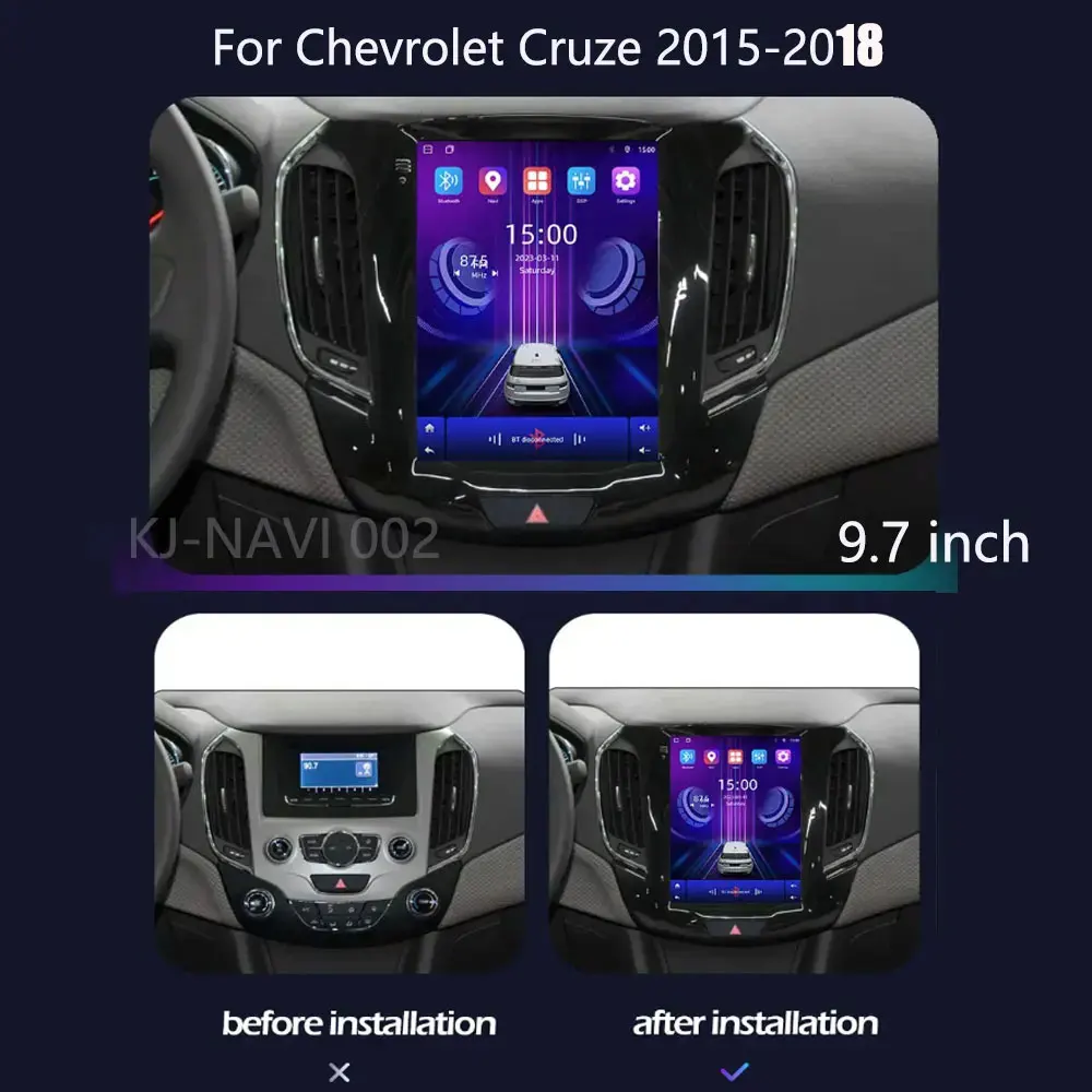 Radio Estéreo con GPS para coche, reproductor Multimedia de vídeo con Android 14, 9,7 pulgadas, 4G, Lte, 2DIN, unidad principal, para Chevrolet Cruze 2015-2018