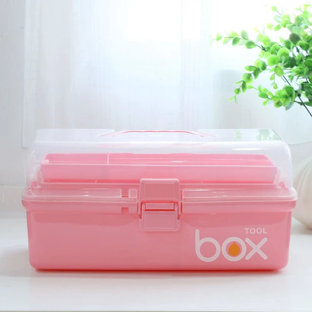 Three Layer Multipurpose Portable Storage Box,Organizer Folding Tool  Box/Art & Craft Case/Sewing Supplies Organizer/Medicine Box