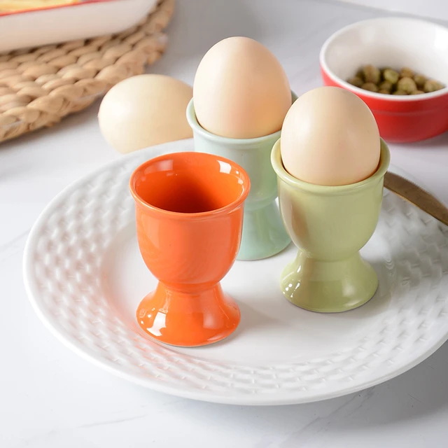 4Pcs Ceramic Egg Cup Holders Candy Color Creative Serving Cups for Kitchen Egg  Holder Cup Breakfast