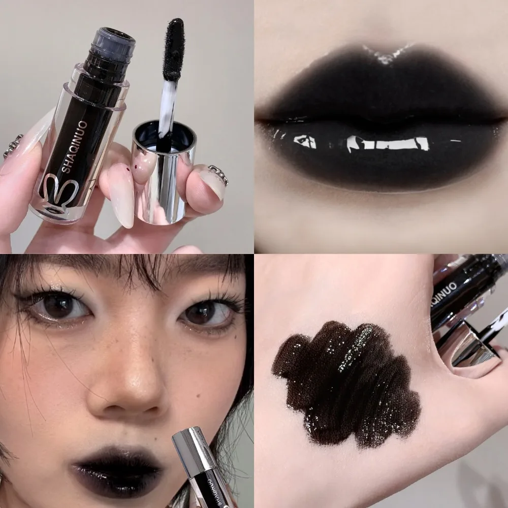 Lucidalabbra metallico Black Rabbit Gothic Silver, effetto specchio nero, traslucido, non appiccicoso, a base d'acqua, tinta per labbra._voghion.com