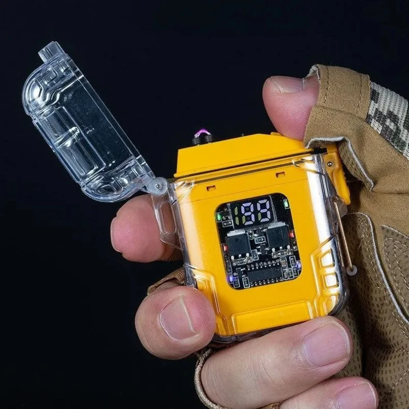 New Outdoor Waterproof USB Double Arc Lighter Fast Charging Portable Sports Exclusive LED Display Pulse Lighter Men's Gift