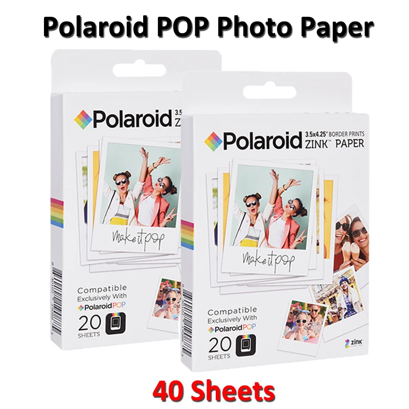 Papier photo Polaroid ZINK 3,5x4,25 pouces - 40 pièces