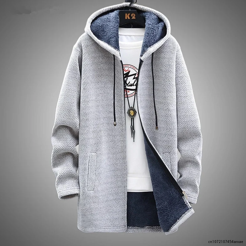

Streetwear Knitted 2023 Men Sweater Hooded Casual Cardigan Harajuku Sweaters Homme