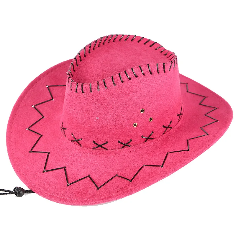 Cowboy hat imitation suede western cowboy hat men's rider fedora Panama rope accessories hoeden damski gorros cowboy