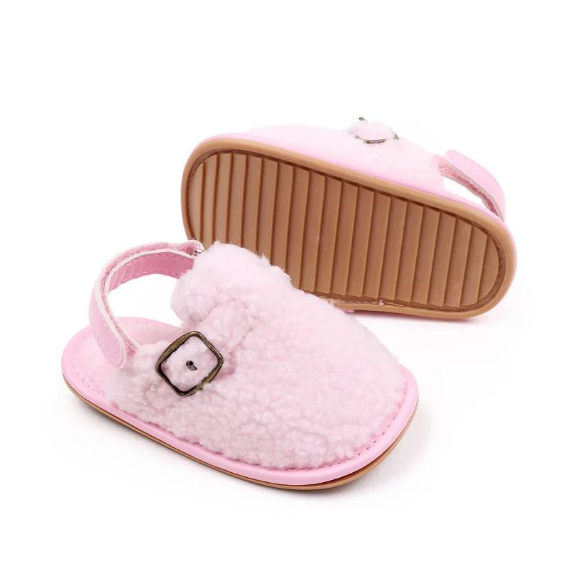 Infant Newborn Baby Slippers Toddler Girls Boys Prewalker Trainers First Walker Fur Winter Warm Baby Anti-slip Crib Shoes