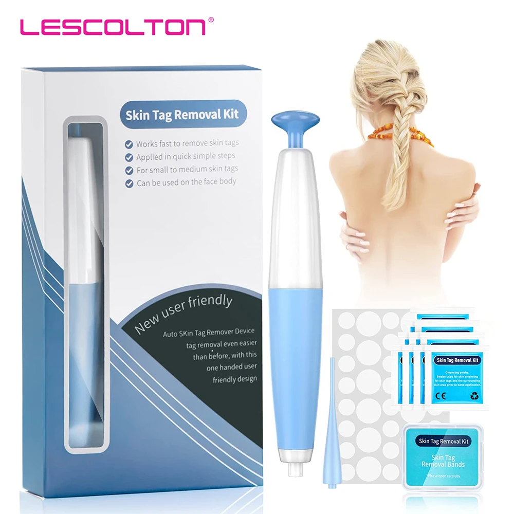 Lescolton Auto Skin Tag Remover Painless Mole Wart Remover Skin Tag Removal Kit with Cleansing Swabs Home Use for 2-4 mm