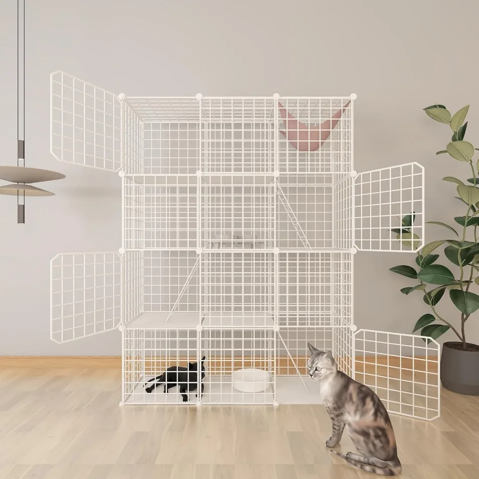 Spacious Indoor Cat Cage with Detachable Patio