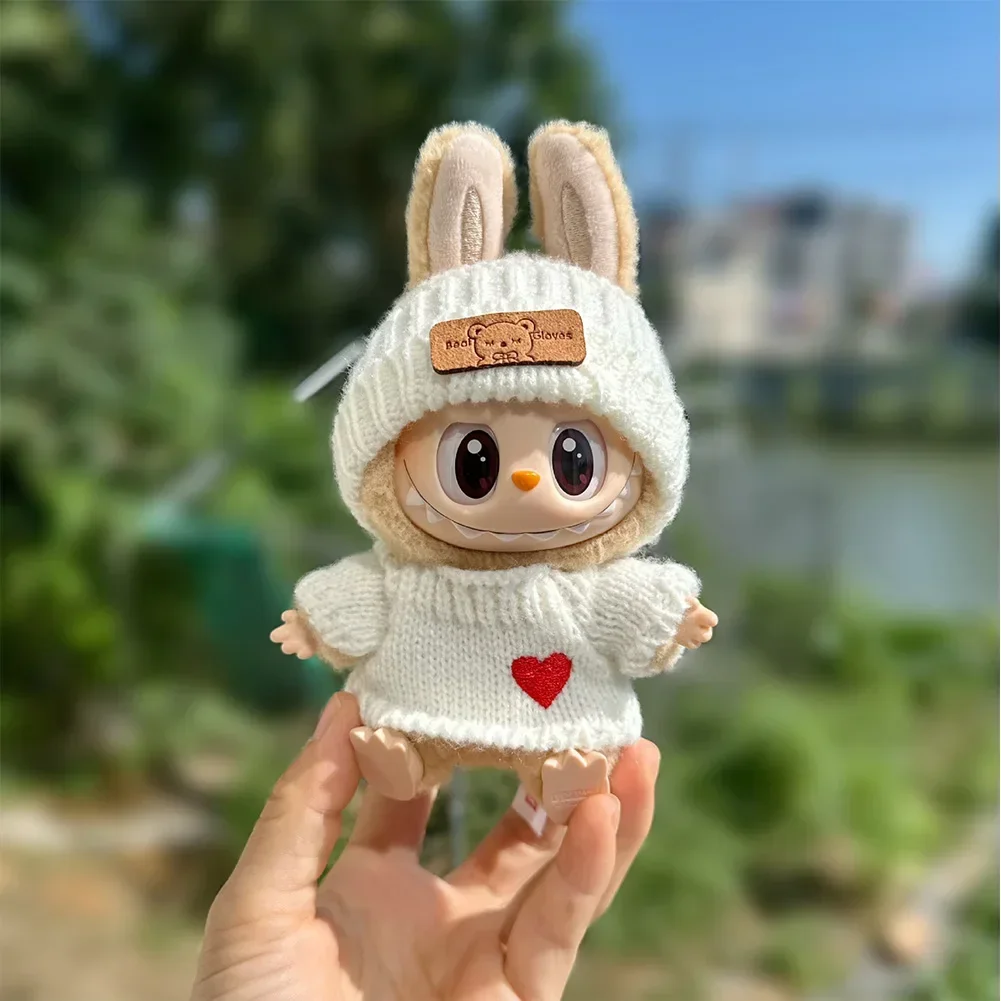 17cm Mini Plush Doll'S Clothes Outfit Accessories for Korea Kpop Exo Labubu Idol Flower Shirt Leather Jacket Skirt Clothing Gift 5