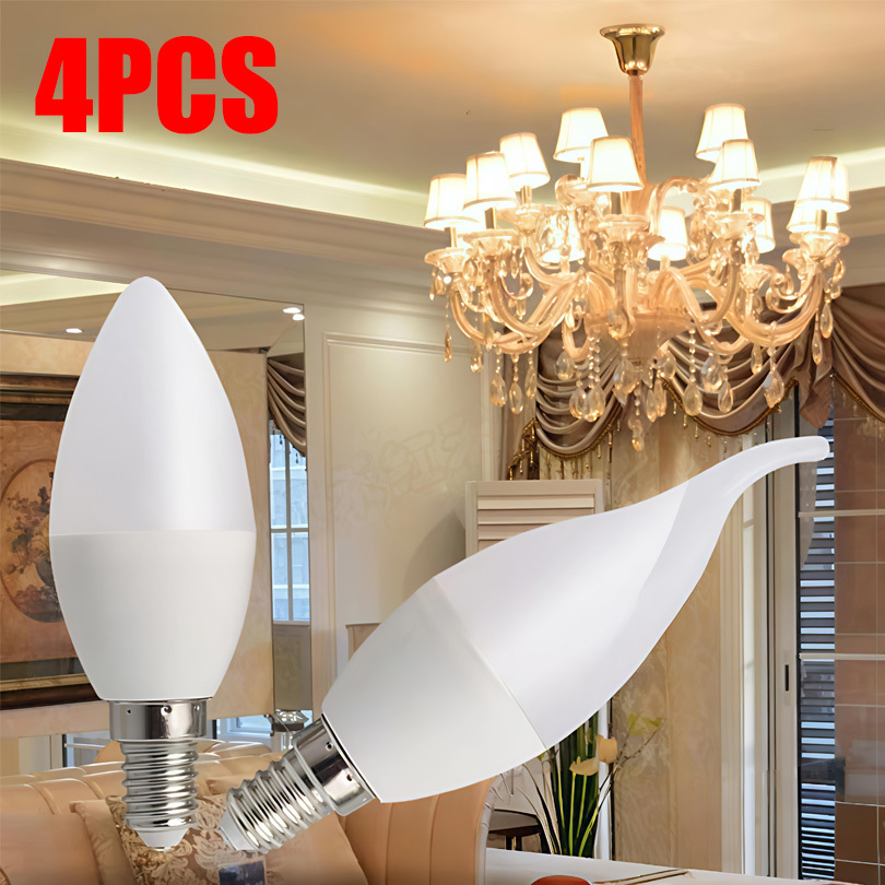 4PCS LED Candle Bulb AC220V E14 E27 3W 6W LED Candle Bulbs Ceiling Lights Decoration LED Chandelier For Home living room