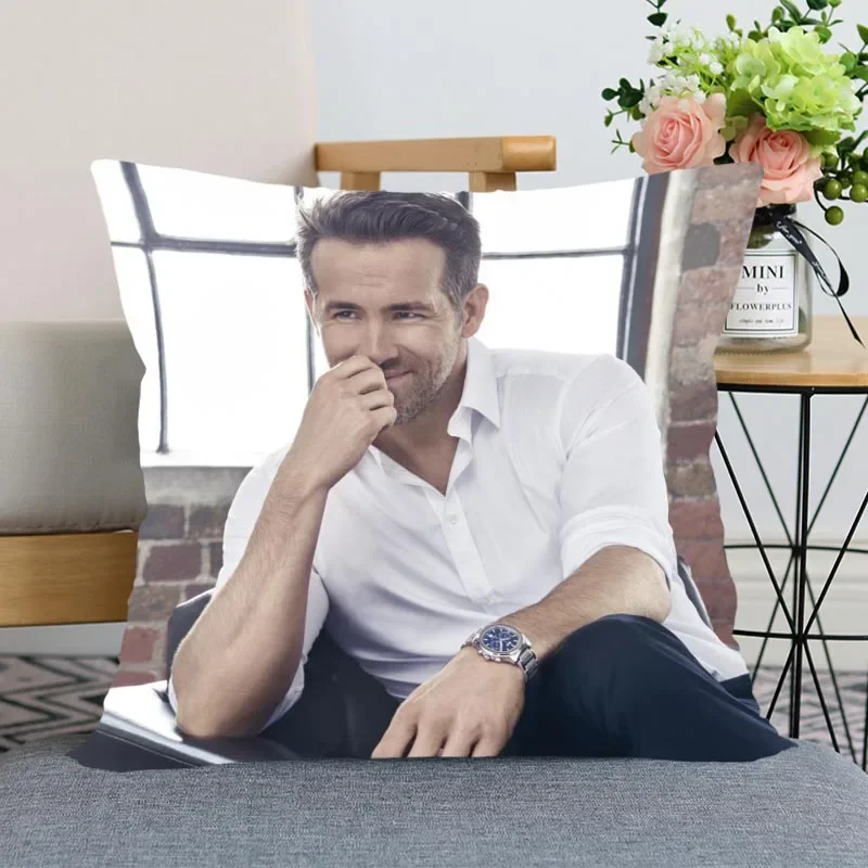 

New Ryan Reynolds Pillowcase Bedroom Home Decorative Gift Pillow Cover Square Zipper Pillow Cases 40x40,45x45 Satin Soft