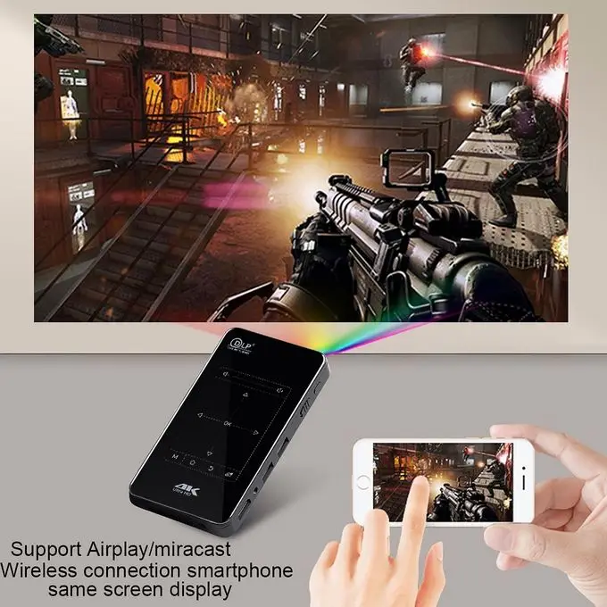 【ネコ様】【4K】スマートプロジェクター HD 4K DLP P09-II 小型 P09-II Portable DLP Mini Pocket Projector Android 9.0 2GB