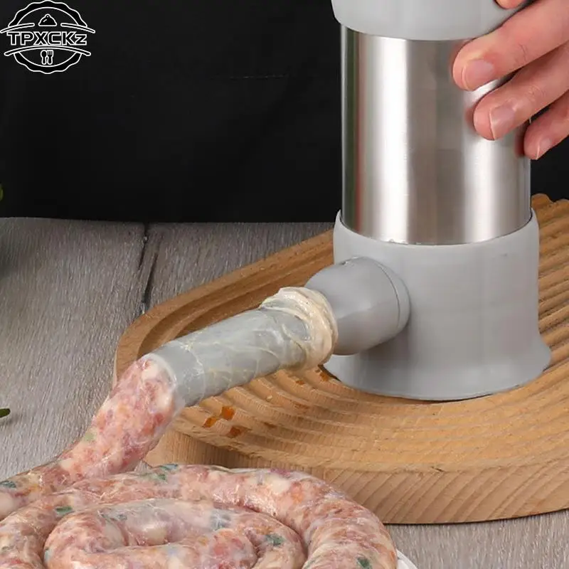 Sausage Stuffer 1set Stainless Steel Sausage Meat Stuffer Horizontal Sausage Maker Homemade Kitchen Meat Maker Tool Filler
