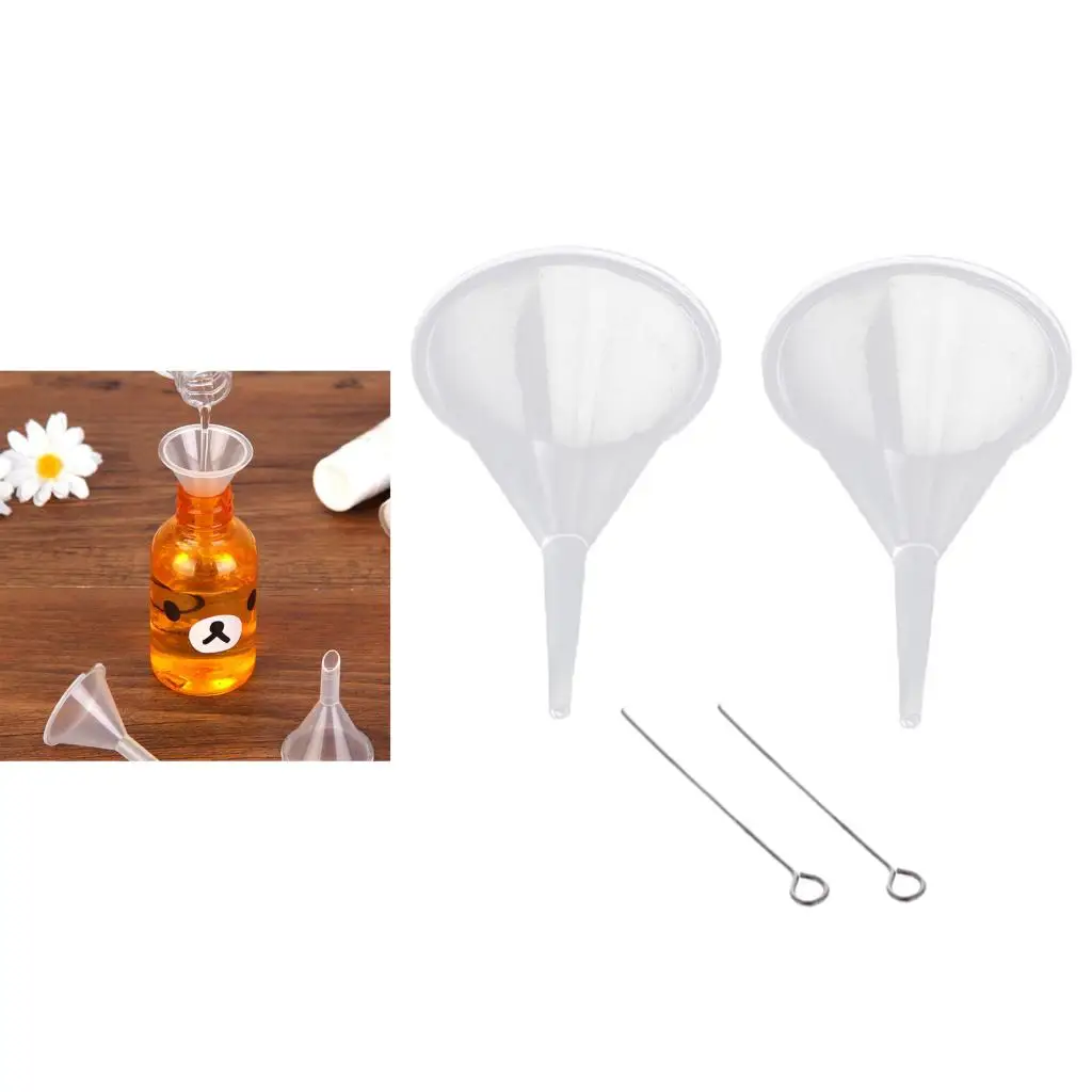 2x Narrow Neck Transparent Plastic Filler Funnel Kitchen Gadget powder spice liquor vape juice colored glass set