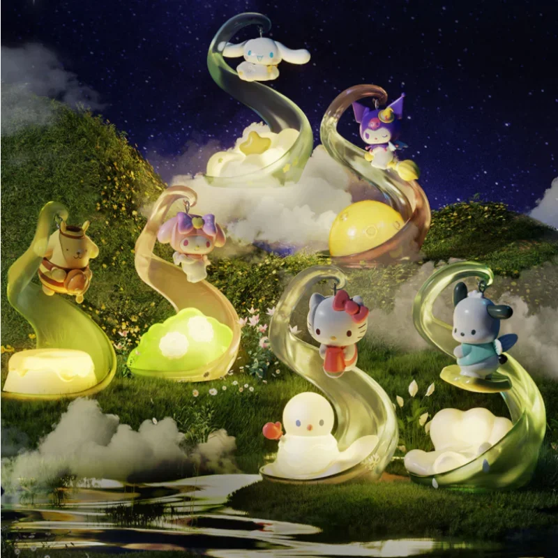 산리오 블라인드 박스, 카와이 시나모롤 쿠로미 마이 멜로디 홀 키티 피규어 장난감, 라이트 나이트 내추럴 엘프 시리즈, 홈 데코, 신제품 