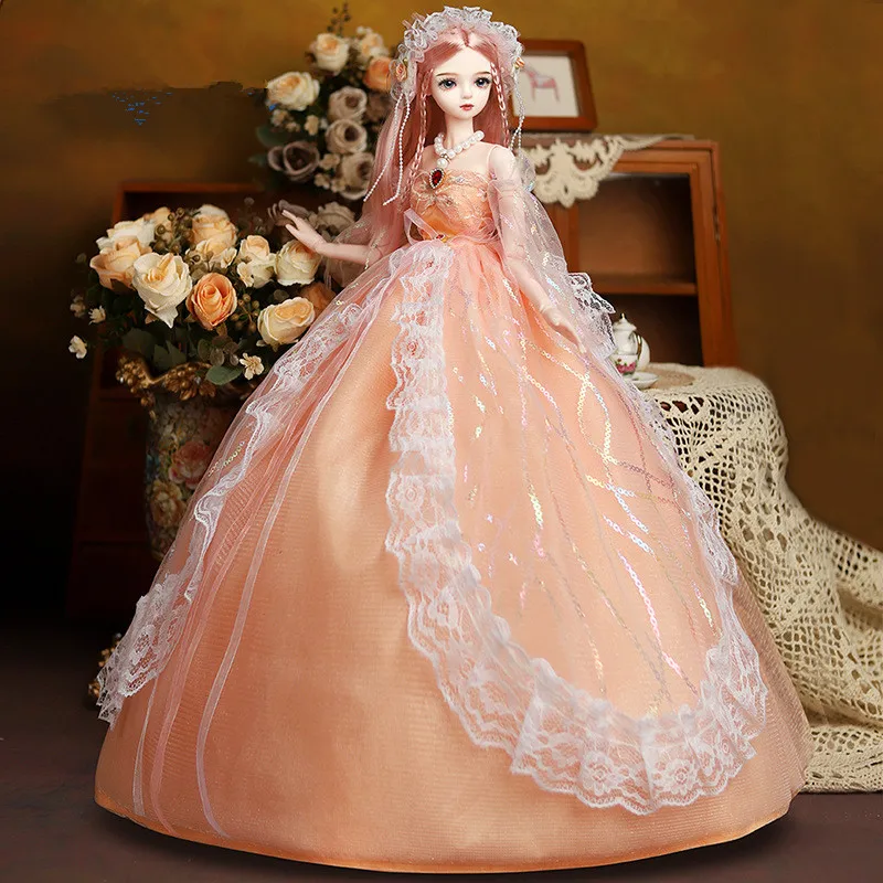 3 Points Princess 60cm Bjd Doll 3D Winking Doll Set Fashion 16 Joint Movable Girl Play House Decoration Children's Birthday Gift