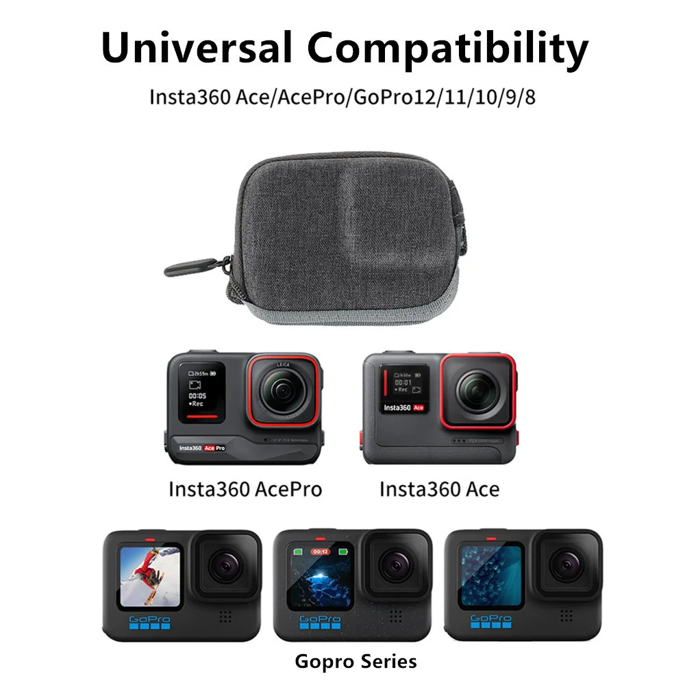 UURIG 액션 카메라 보관 가방, 미니 운반 케이스, 렌즈 보비 보호, Insta 360 Ace/Ace Pro GoPro 12 11 10 9/8 액세서리