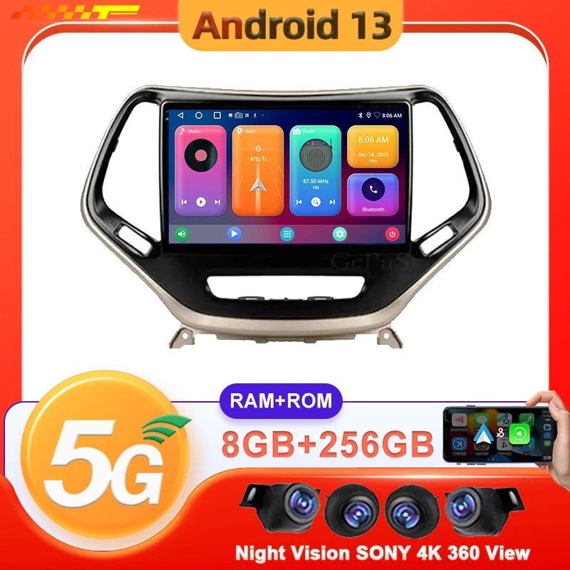 

Автомобильный Android 13 для Jeep Cherokee 5 KL 2014-2018, автомобильное радио, мультимедийный видеоплеер, навигация GPS для carplay, № 2DIN, DVD, 5G, Wi-Fi