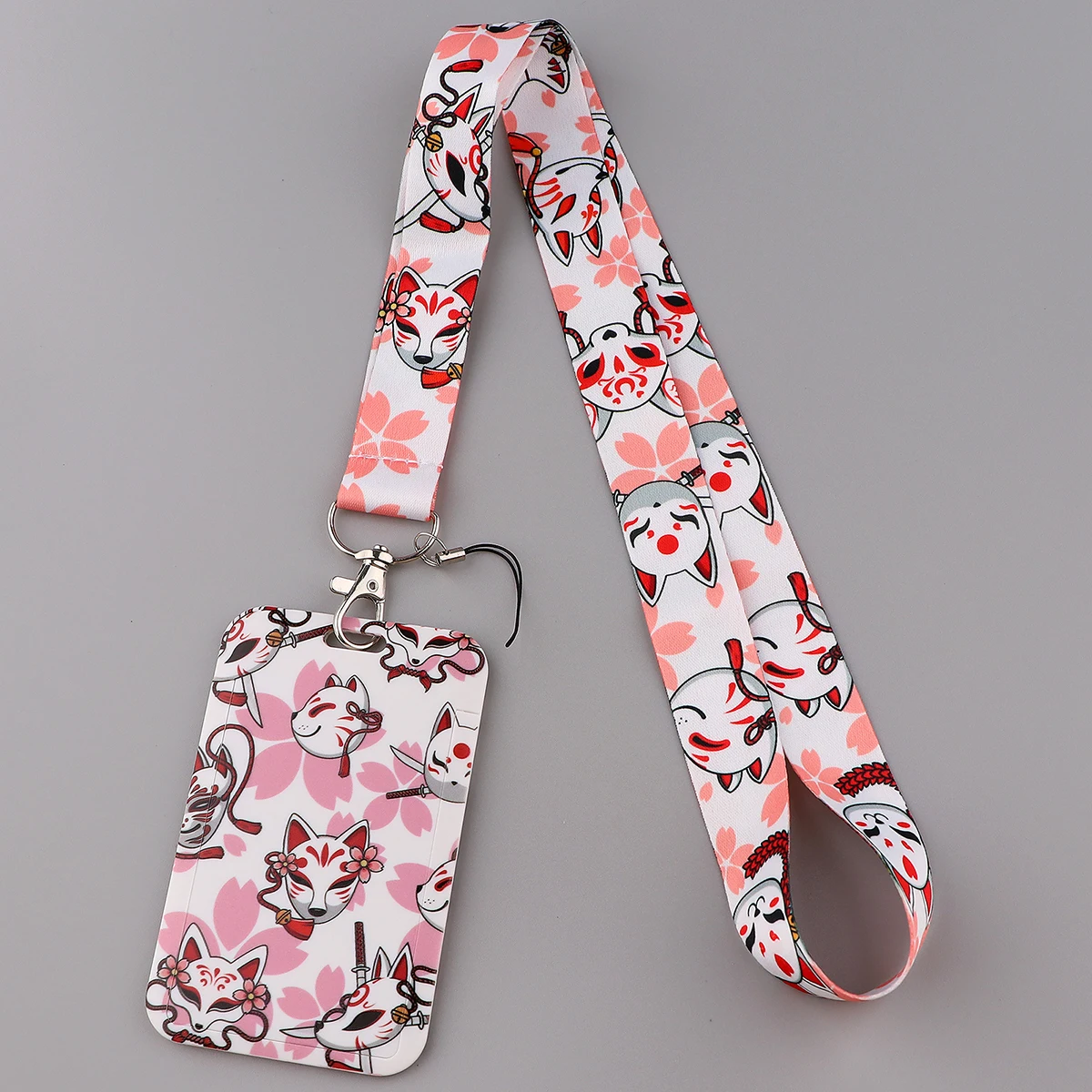 Sakura Fox Pink Cherry Blossom Japanese Style Lanyard for Key ID Card Gym  Cell Phone Straps USB Badge Holder DIY Hanging Rope