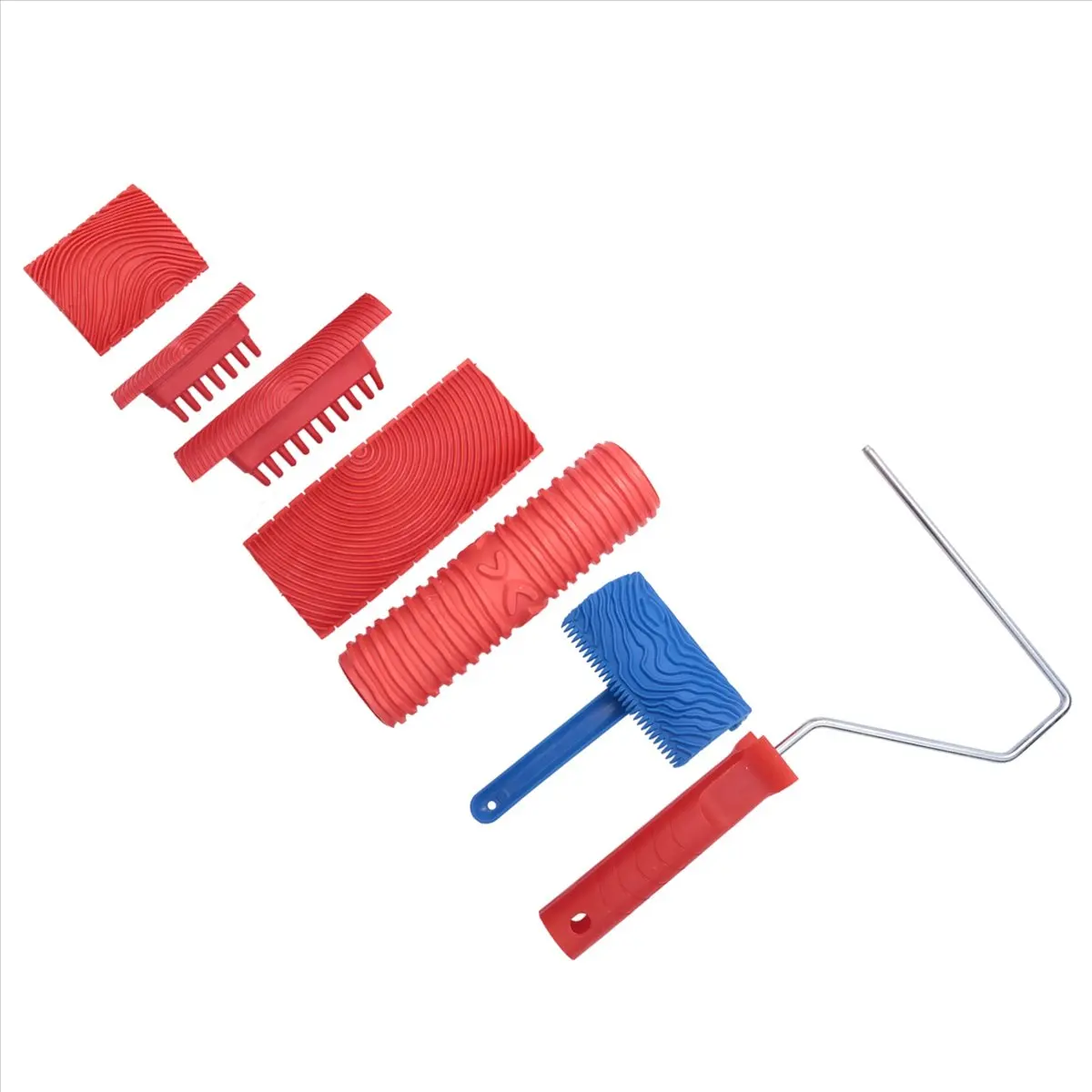 우수한 목재 질감 도구 세트, 6개 7인치 그레인 페인팅 도구 목재 질감 페인트 롤러 벽 예술용 목재 패턴 도구