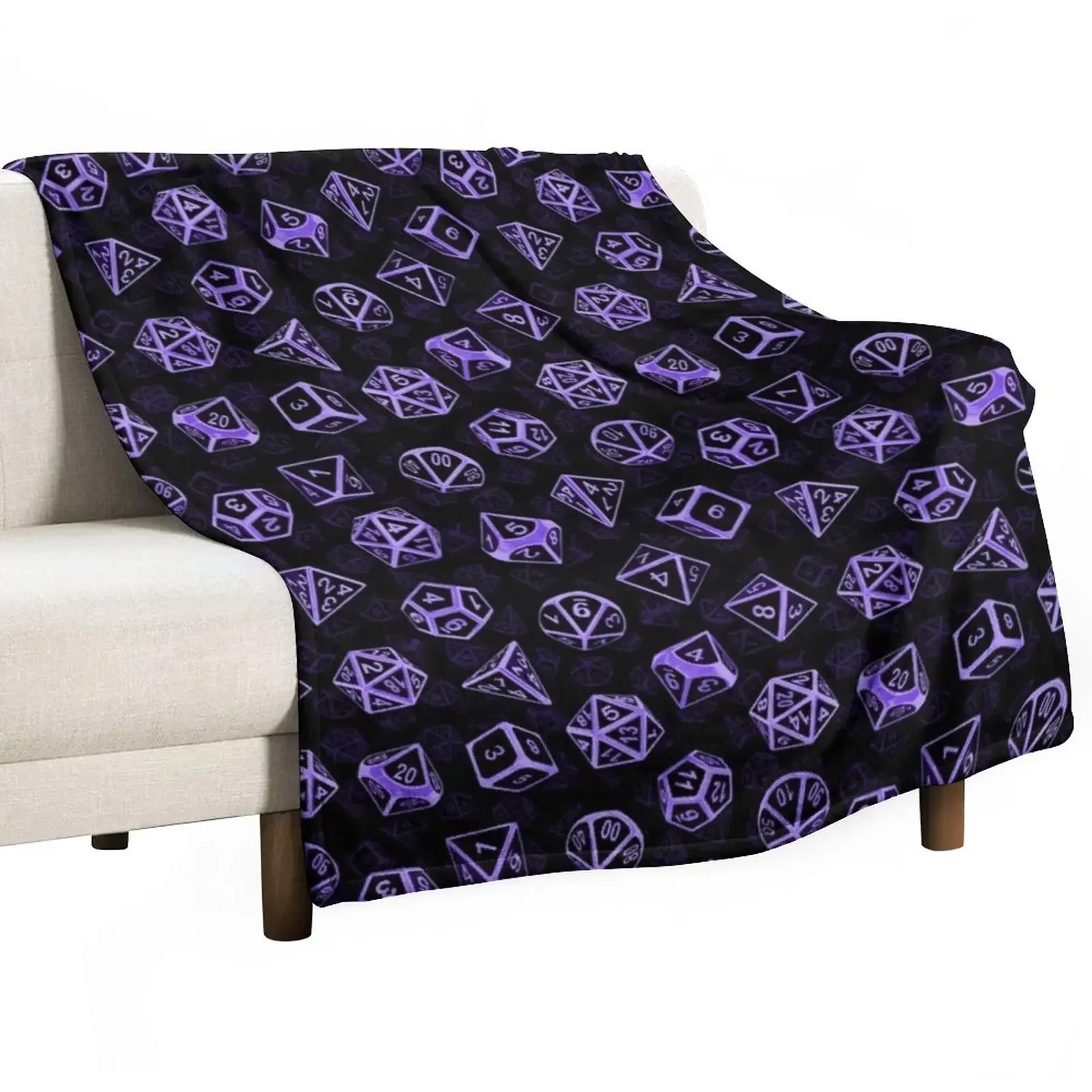 

D20 Dice Set Pattern (Purple) Throw Blanket Plaid on the sofa Decoratives Blankets