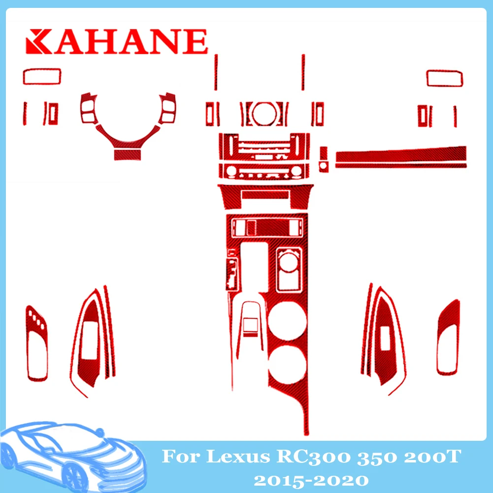 

For Lexus RC300 350 200T 2015 2016 2017 2018 2019 2020 Red Interior Stickers Set Car Decorative Trim Carbon Fiber Accessories