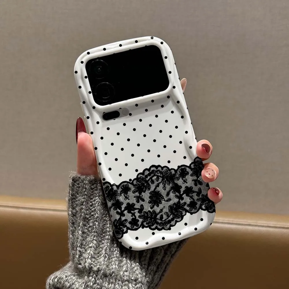 Luxurious Polka Dot Lace Print Phone Case - Soft Wave Oil Cover