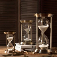 15/30 Minutes Brass Metal Hourglass European Retro Office Bookshelf Study Ornaments Sand Clock Home Indoor Decoration Timer Gift 1