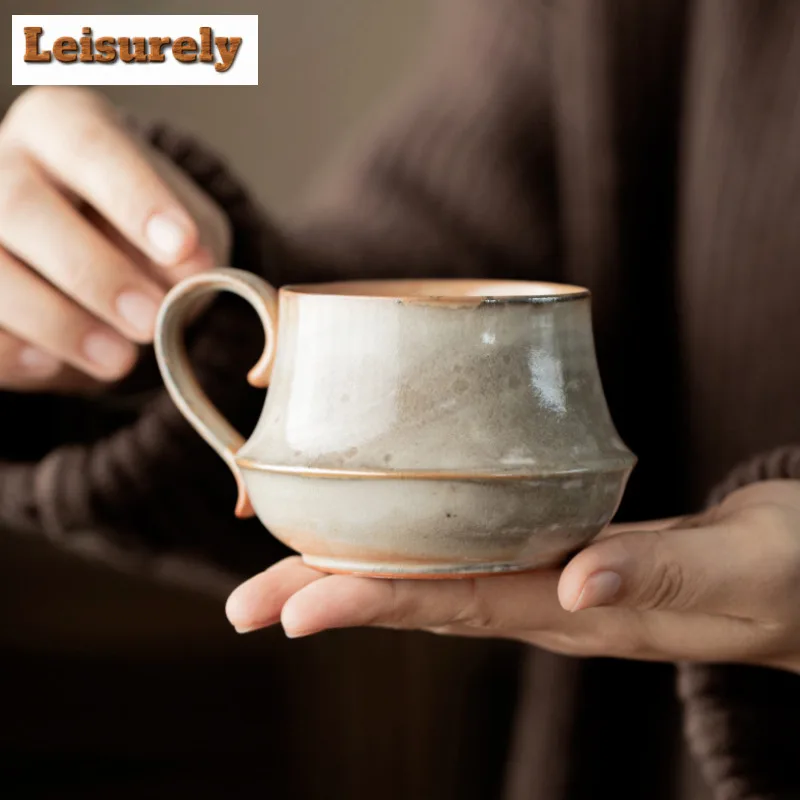 180ml Ink And Wash Coarse Pottery Coffee Mug Milk Cup Afternoon Tea Mug Wine Beer Bottle Office Water Cup Teaset Craft Supplies