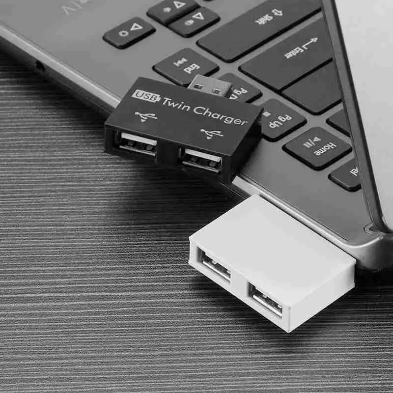 

USB Hub Adapter Converter Twin Charger Dual 2 Port For PC Computer Splitter Hub