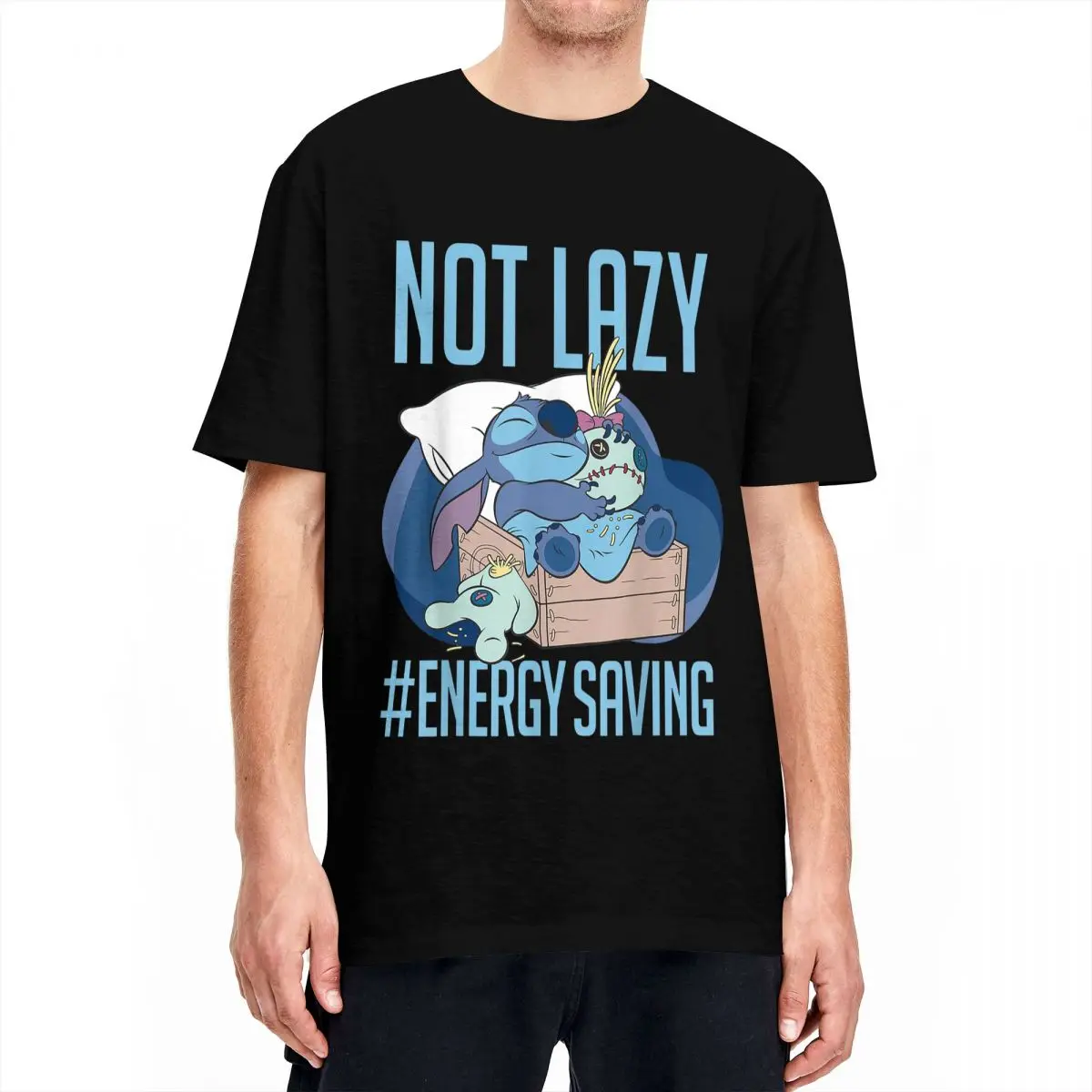 

Футболки из чистого хлопка с изображением Лило и ститча для мужчин и женщин, необычные футболки, энергосберегающая футболка с коротким рукавом, женская одежда