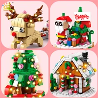 HUIQIBAO 6IN1 Christmas Elk Deer Santa Claus Building Blocks City Snow House Xmas Tree Bricks Set Toys for Children Kids Gift 5