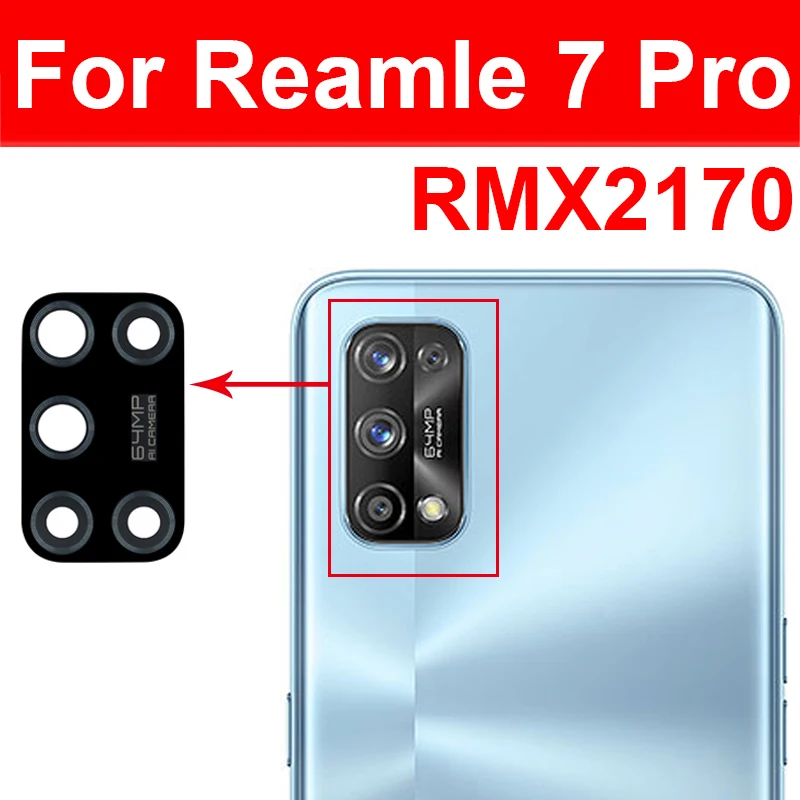Фото Стеклянный объектив задней камеры для OPPO Realme 7 7Pro 7i 75g, объектив задней камеры с наклейкой, запасные части №3