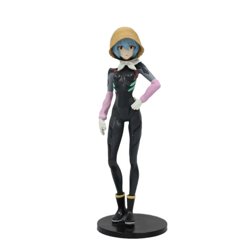 

BANDAI EVA Ayanami Rei 18CM Straw Hat Theatrical Edition Animation Peripherals Desktop Ornaments Gifts Children's Toys Models