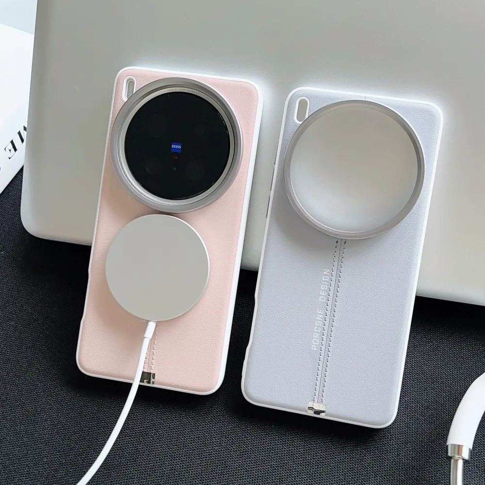 Luxury PU Leather Magnetic Wireless Charging Protective Back Cover Case