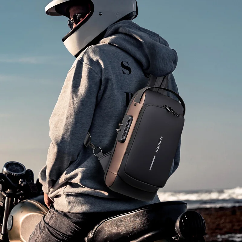 Sling Chest Bag Polarshe Anti-Theft Usb Multifunction Men's Shoulder Crossbody Fashion Travel Pack Motorcycle