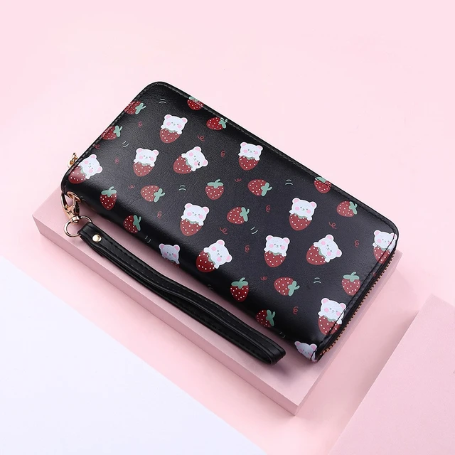 Ladies Wallet Cute Cartoon Strawberry Pattern Wallet Brand Design PU  Leather Coin Purse Clutch Bag Card Holder Сумки женские - AliExpress