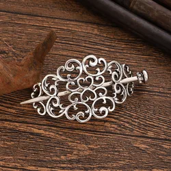 Vintage Silver Filigree Hair Slide with Intricate Gothic Scrollwork Design (Style A)