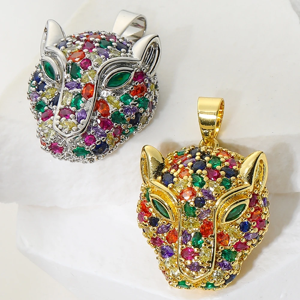 Juya 18K Real Gold Plated Paved Cubic Zirconia Creative Panther