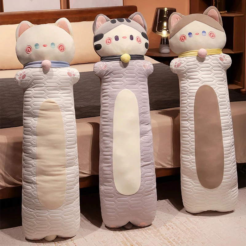 110CMDetachable Inner Liner Ice Silk Animal Long Pillow Kawaii Cat Plush Pillow Sofa Decoration Sleep Companion 3