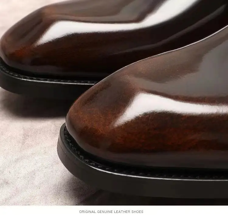 Handmade mens wingtip oxford shoes grey leather brogue men's dress shoes classic business formal for men