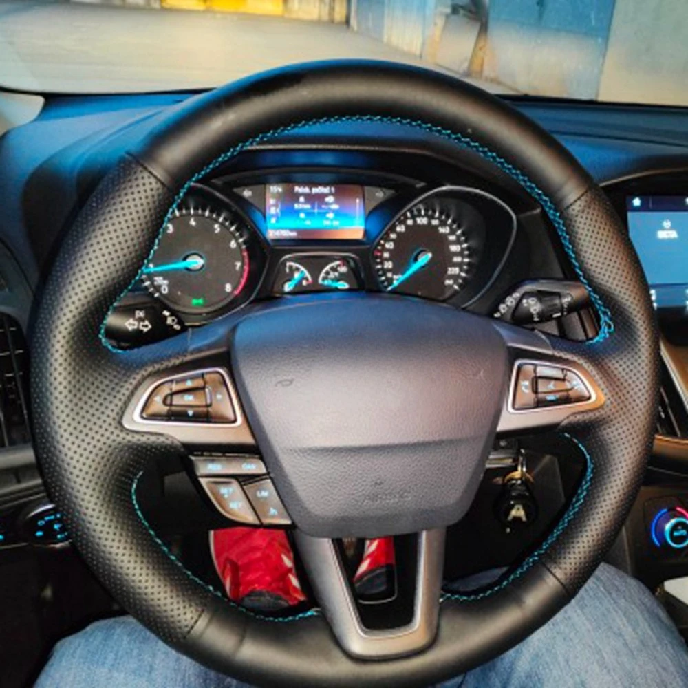 

Оплетка «сделай сам» для Ford Focus 3 Kuga Escape чехол рулевого колеса автомобиля Ecosport автомобильные аксессуары противоскользящая натуральная кожа