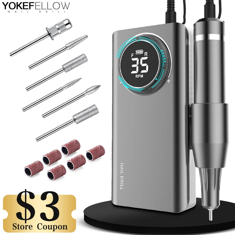 35000RPMNailDrillMachinePortableRechargeableElectricNailFile