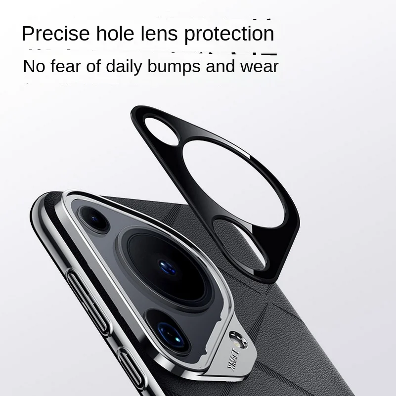 Luxury Leather Case with Camera Lens Protection - Hard Slim Textured Cover