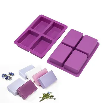 Stampi in Silicone per Sapone a 4 Cavità, Forma Rettangolare, Stampo Flessibile per Sapone Fatto a Mano, Riutilizzabile, Stampo per Toast