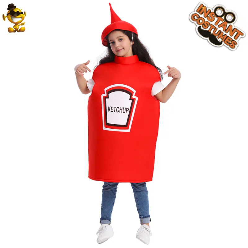 Child Spoof Ketchup Mustard Costume Halloween Carnival Party Funny Props
